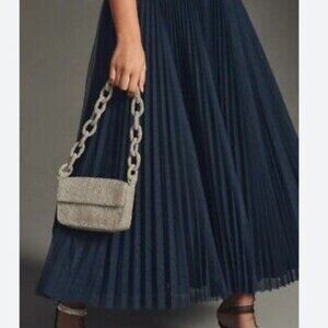 125 Anthropologie Hutch Tulle Pleated Navy Skirt Size Large